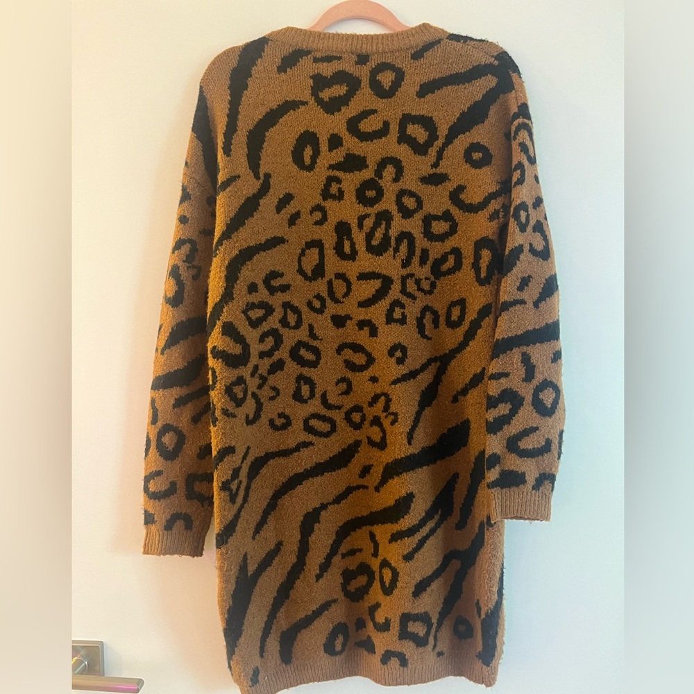 Anthropologie Brown and Black Leopard Print Sweater Dress - Picture 4 of 4